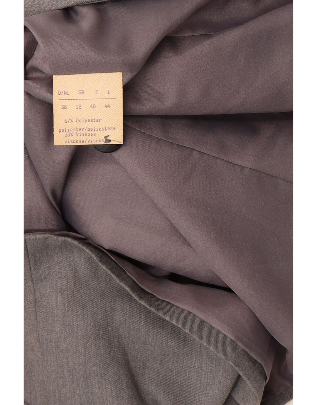 Vintage Damen 1-Knopf-Blazerjacke UK 12 Mittelgraues geblümtes Polyester