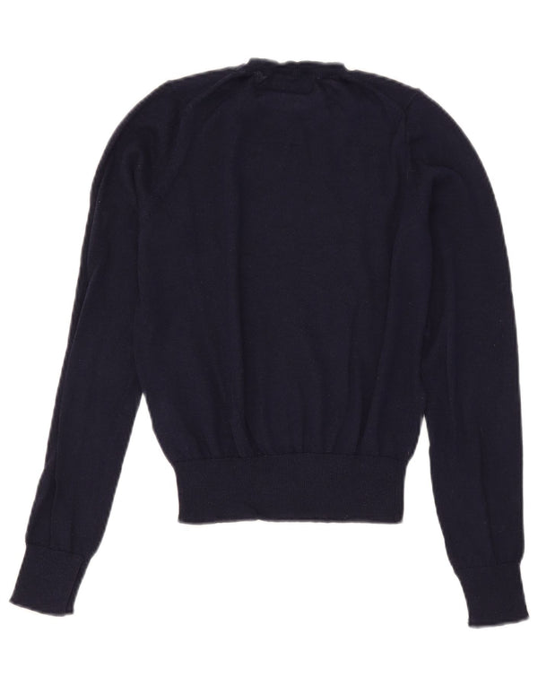 Zara Damen Crop Crew Neck Pullover Pullover UK 10 Small Marineblau Polyester