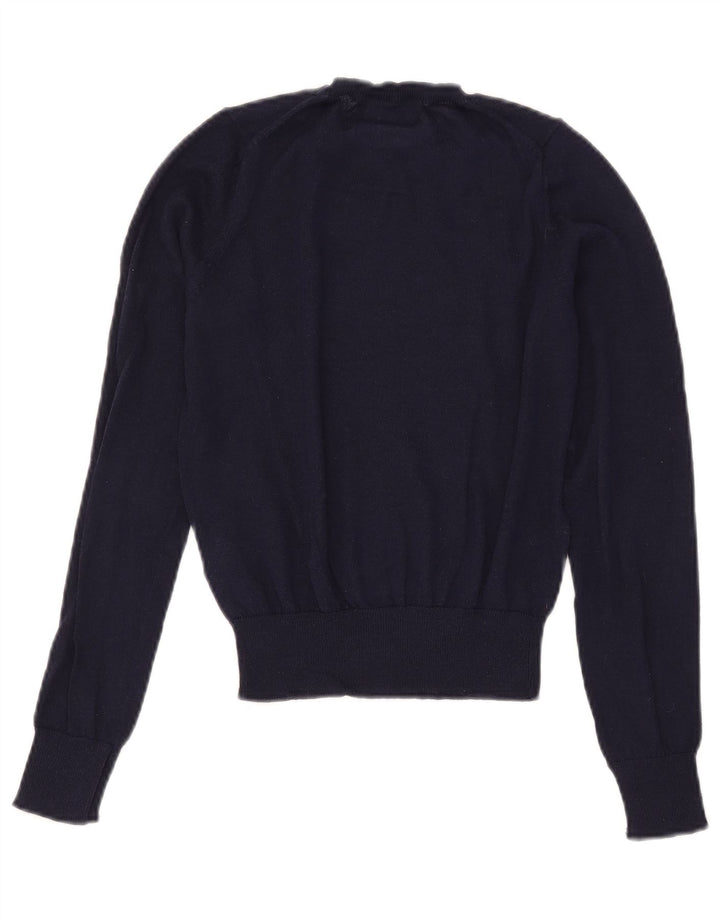 Zara Damen Crop Crew Neck Pullover Pullover UK 10 Small Marineblau Polyester
