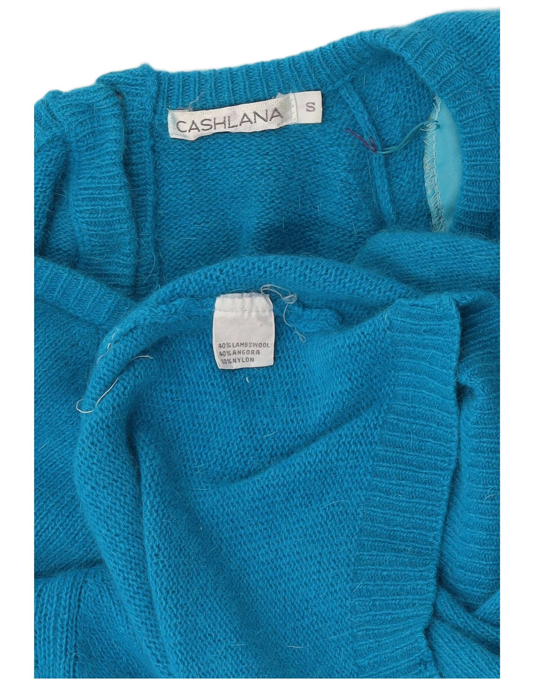 Vintage Damen Longline Übergroßer Pullover mit Rundhalsausschnitt UK 10 Klein Blau