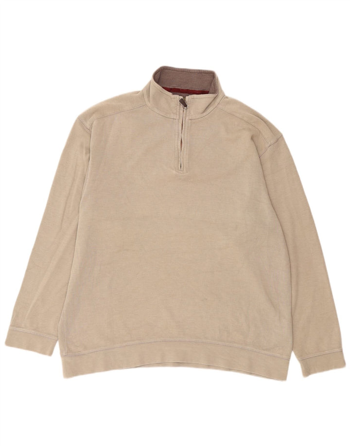 Marks & Spencer Herren Blue Harbour Sweatshirt mit Reißverschluss am Hals, Größe L, Beige