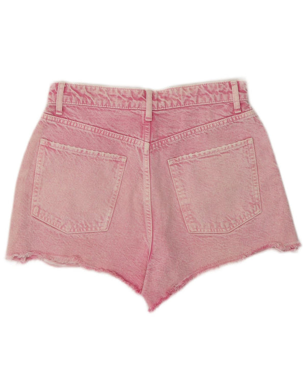 Zara Damen Acid Wash Denim Hotpants EU 40 Medium W30 Pink