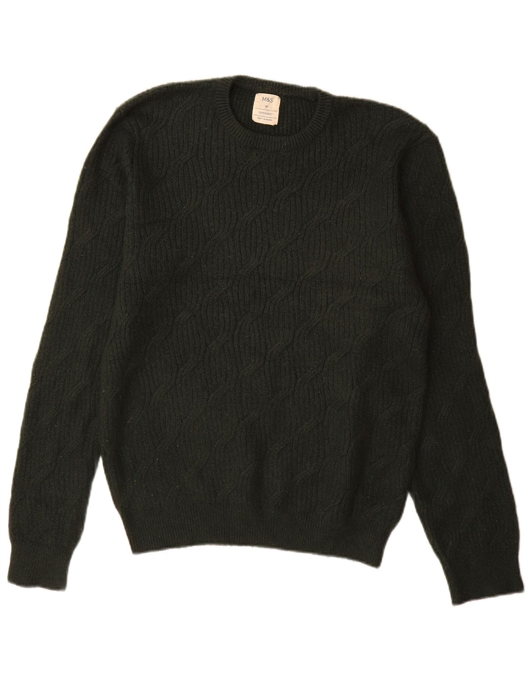 Marks & Spencer Herren-Pullover mit Rundhalsausschnitt, Mittelgrün, Polyamid