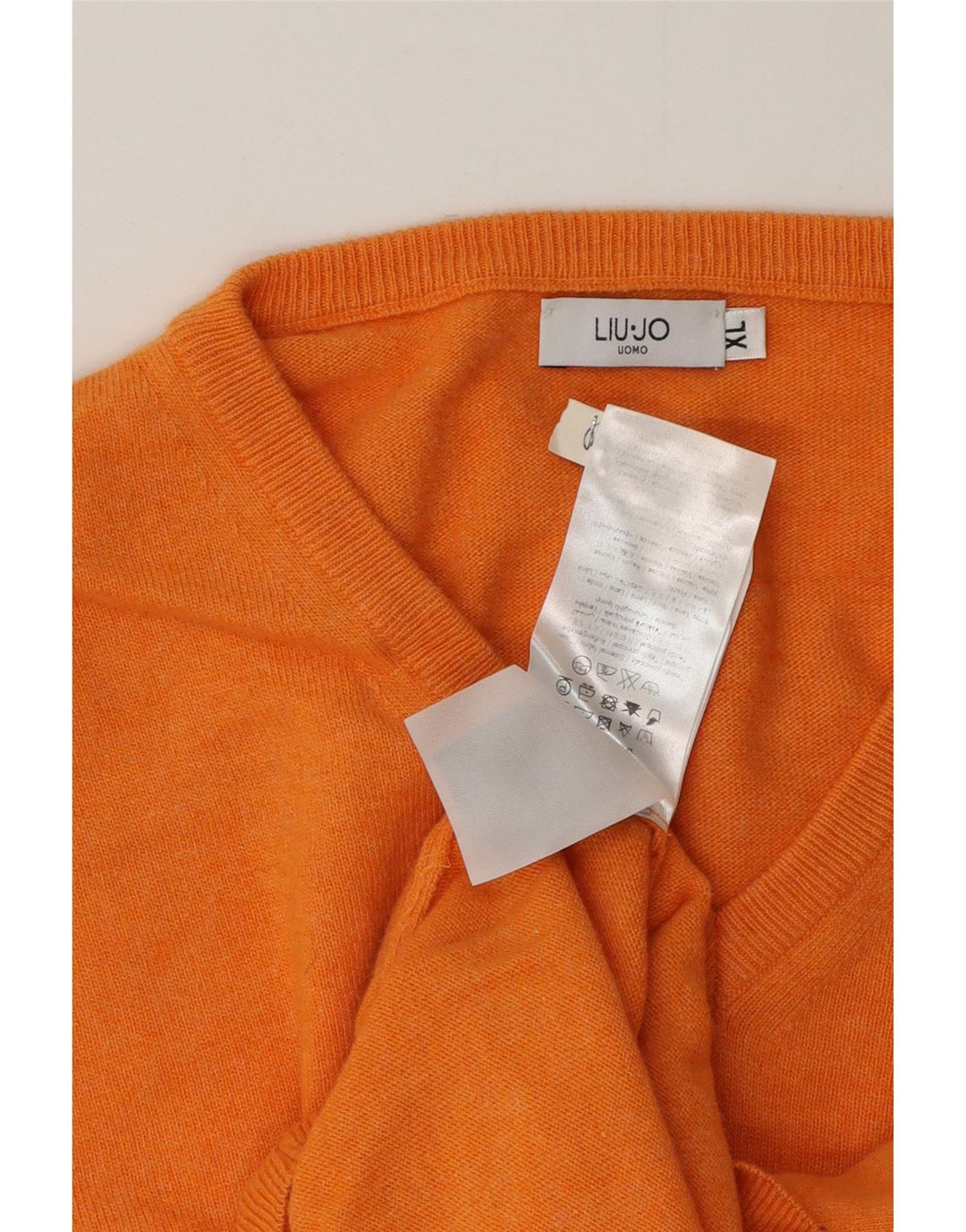 Liu Jo Herren-Pullover mit V-Ausschnitt, XL, orangefarbene Wolle