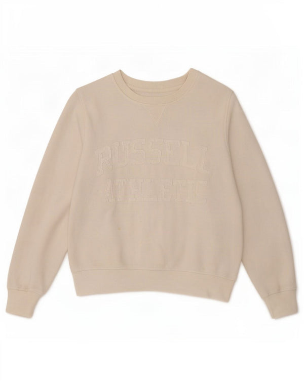 Russell Athletic Damen-Sweatshirt mit Grafik, Gr. 14, mittelgrau, gebrochenes Weiß