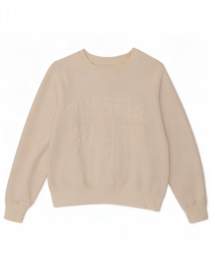 Russell Athletic Damen-Sweatshirt mit Grafik, Gr. 14, mittelgrau, gebrochenes Weiß