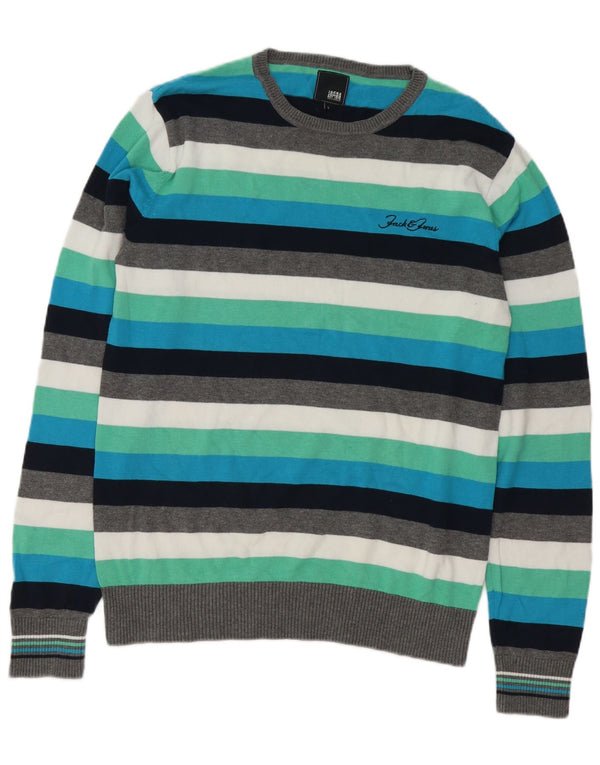 Jack & Jones Herren-Pullover mit Rundhalsausschnitt, groß, mehrfarbig, gestreift