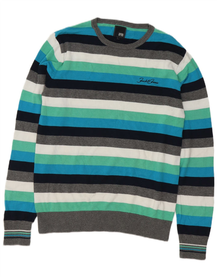 Jack & Jones Herren-Pullover mit Rundhalsausschnitt, groß, mehrfarbig, gestreift