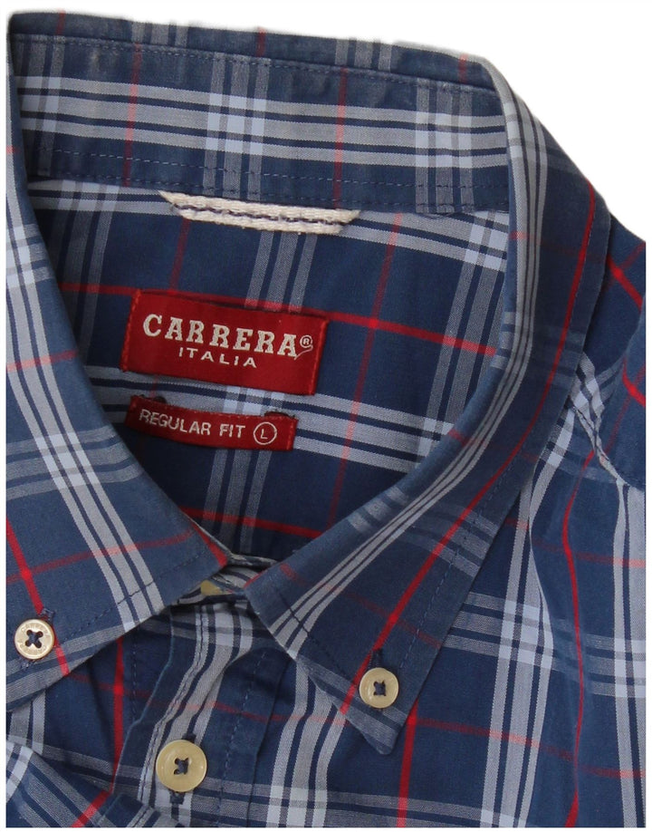 CARRERA Herren-Hemd mit normaler Passform und kurzen Ärmeln, groß, blau kariert