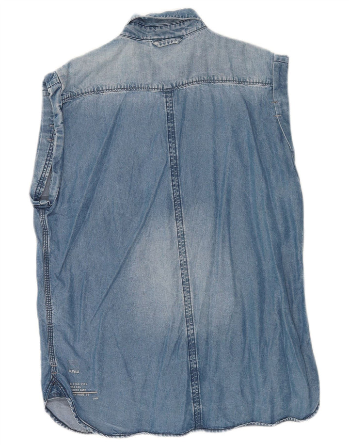 G-Star Damen Ärmelloses Jeanshemd UK 14 Mittelblaues Lyocell