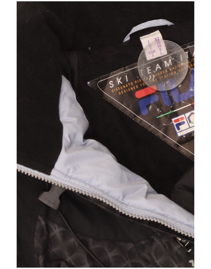 FILA Damen-Skijacke in Übergröße mit Kapuze, US 6, mittelschwarz, geometrisch