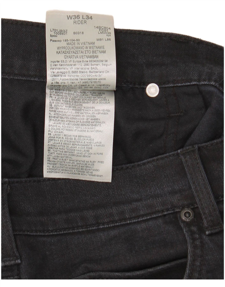 Lee Herren Rider Straight Jeans W36 L34 Schwarze Baumwolle