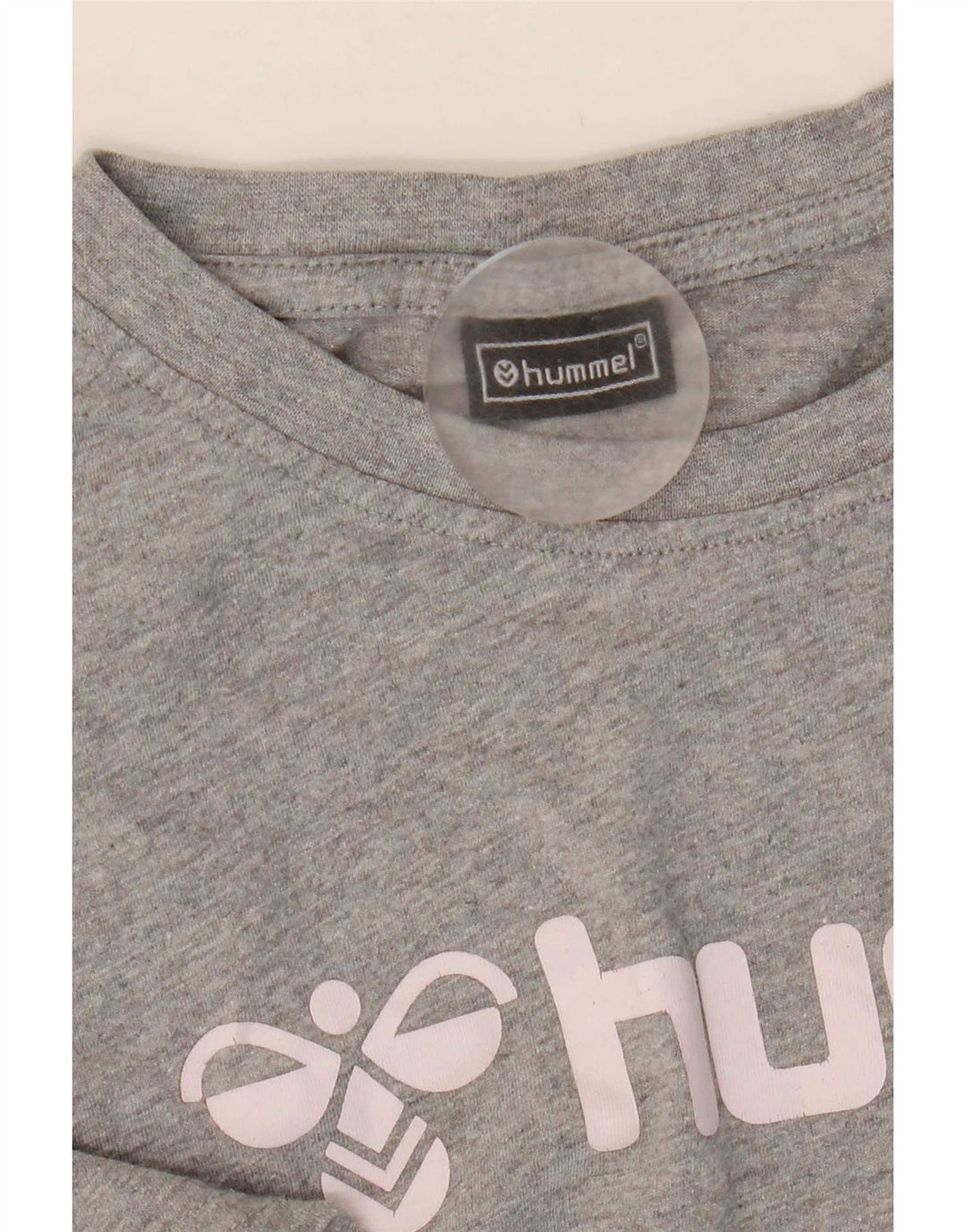 Hummel Herren Grafik-T-Shirt-Oberteil aus mittelgrau gesprenkelter Baumwolle