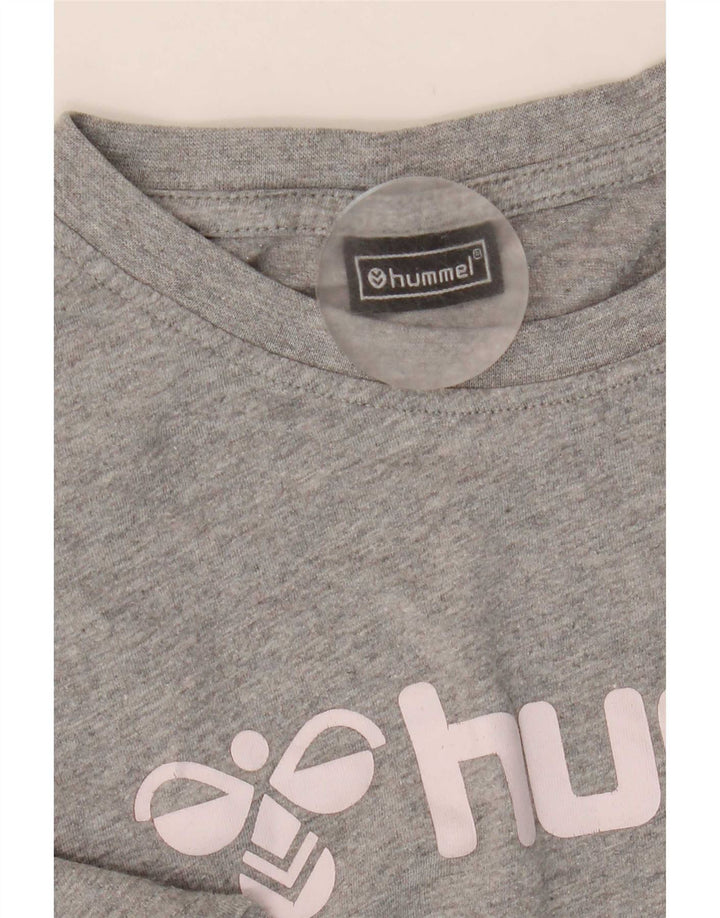 Hummel Herren Grafik-T-Shirt-Oberteil aus mittelgrau gesprenkelter Baumwolle