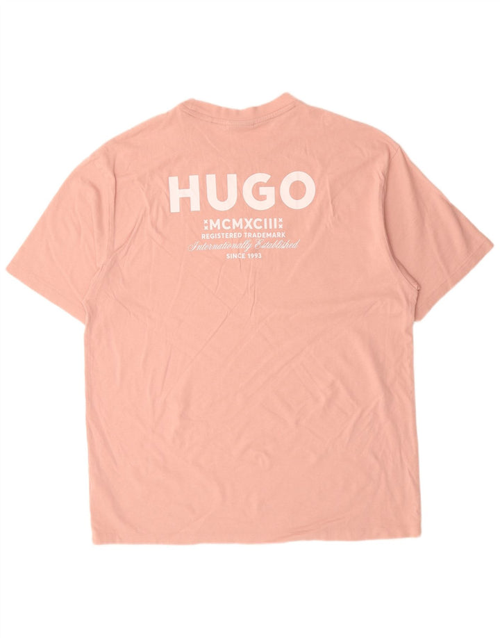 HUGO BOSS Herren Grafik T-Shirt Top XL Rosa Baumwolle
