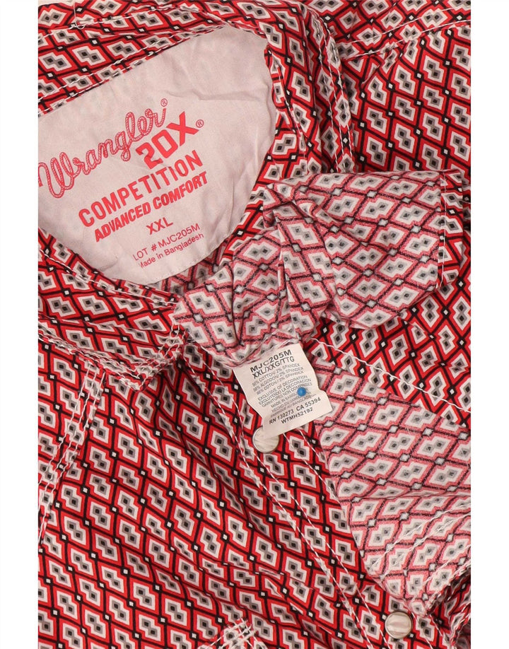 Wrangler Herrenhemd 2XL rote geometrische Baumwolle