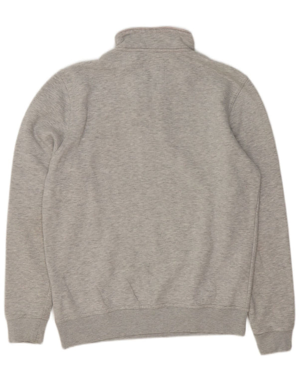 Crew Clothing Herren-Sweatshirt mit Reißverschluss am Hals, groß, grau gesprenkelte Baumwolle