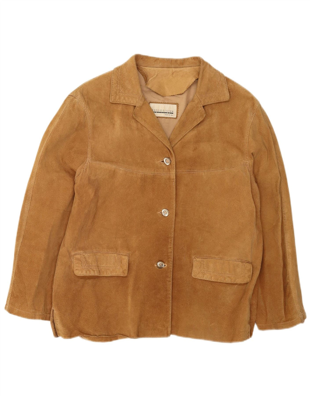 Rossodisera Damen 3-Knopf-Wildleder-Blazerjacke UK 14 Mittelbeige