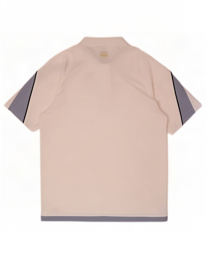 Reebok Herren-Poloshirt, groß, weißes Colourblock-Polyester