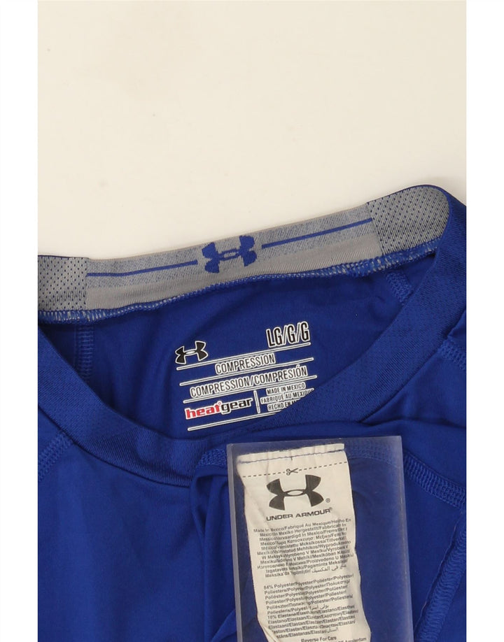 Under Armour Herren Heat Gear Graphic Top Langarm Großes Blaues Polyester