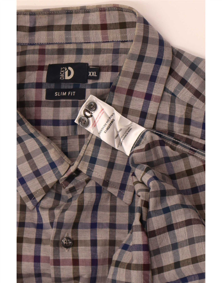 Dack's Herren Slim Fit Hemd 2XL grau kariert Baumwolle