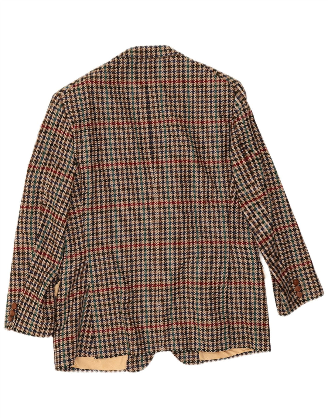 DAKS Herren-Blazer mit 2 Knöpfen, UK 38, mittelbraune Wolle mit Hahnentrittmuster