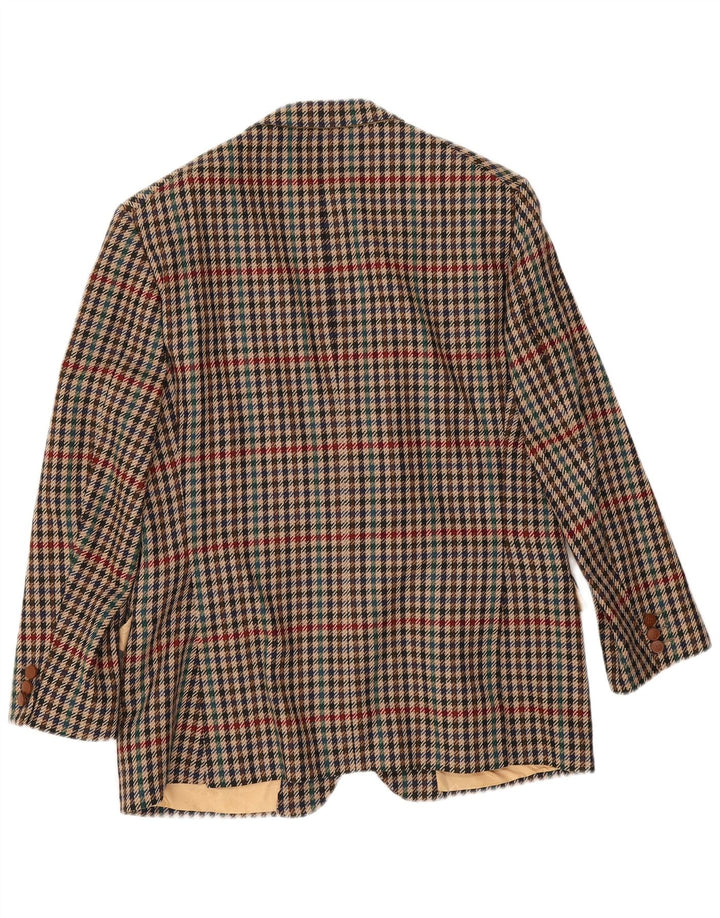 DAKS Herren-Blazer mit 2 Knöpfen, UK 38, mittelbraune Wolle mit Hahnentrittmuster