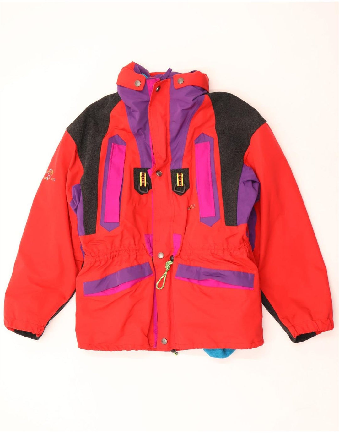 Cassin Herren-Skijacke mit Kapuze, IT 50, großes rotes Farbblock-Polyester