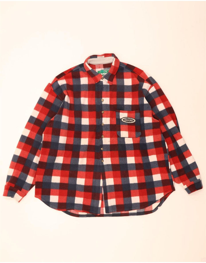 Diadora Herren Fleece-Hemd IT 58 2XL Rot kariert