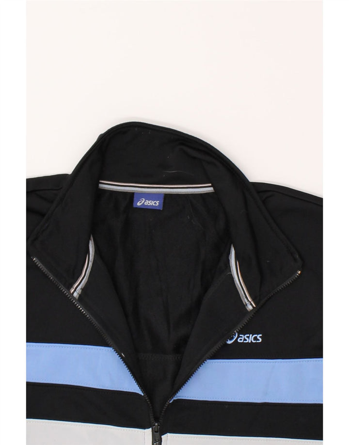 ASICS Womens Tracksuit Top Jacket UK 16 Large Black Colourblock Vintage Asics and Second-Hand Asics from Messina Hembry 