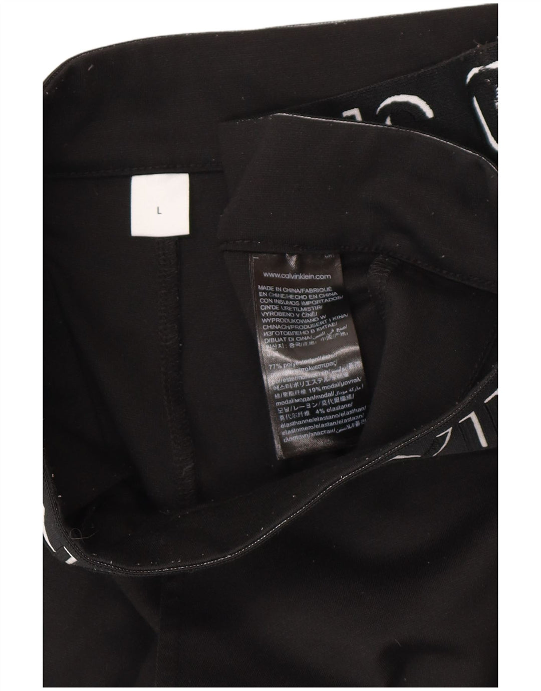 CALVIN KLEIN Damen Slim Fit Grafik-Cropped-Hose, Größe L, W32, L27, Schwarz