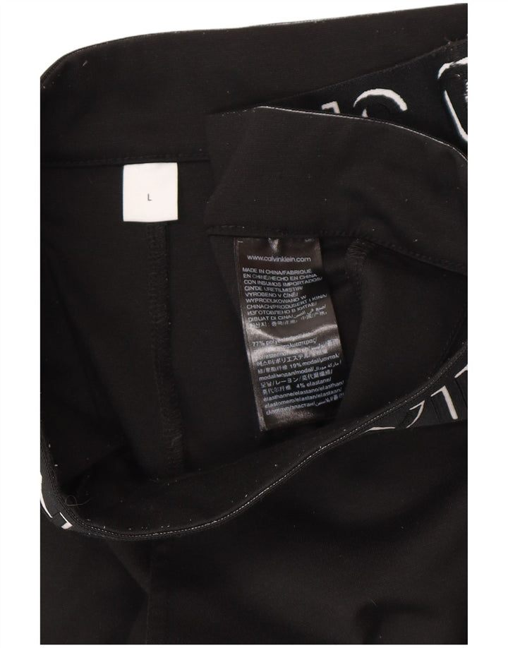 CALVIN KLEIN Damen Slim Fit Grafik-Cropped-Hose, Größe L, W32, L27, Schwarz