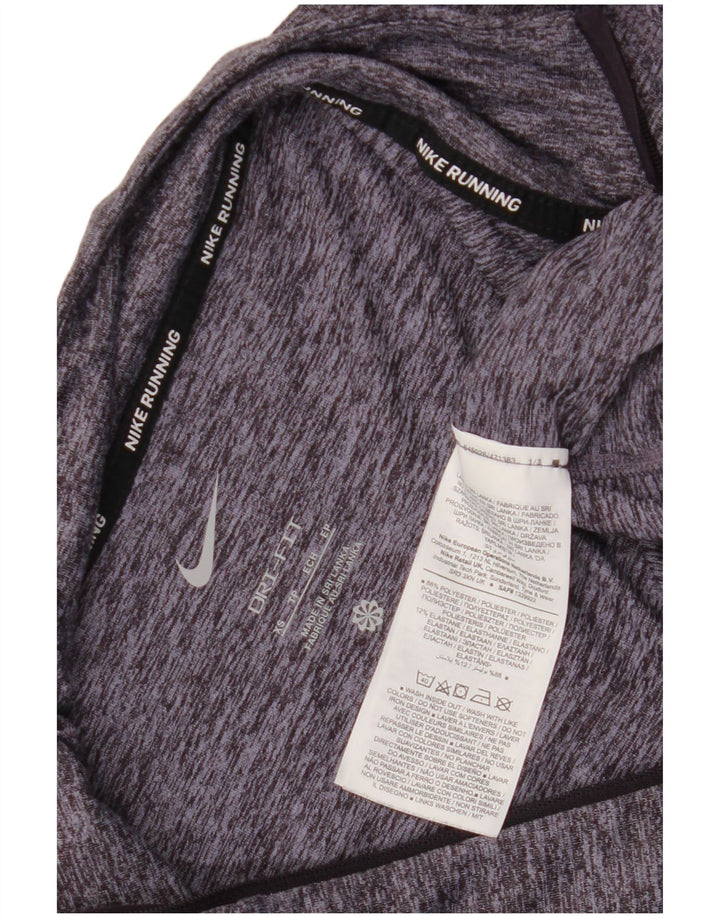 Nike Herren Dri Fit Zip Neck Top Langarm XS Blau geflecktes Polyester