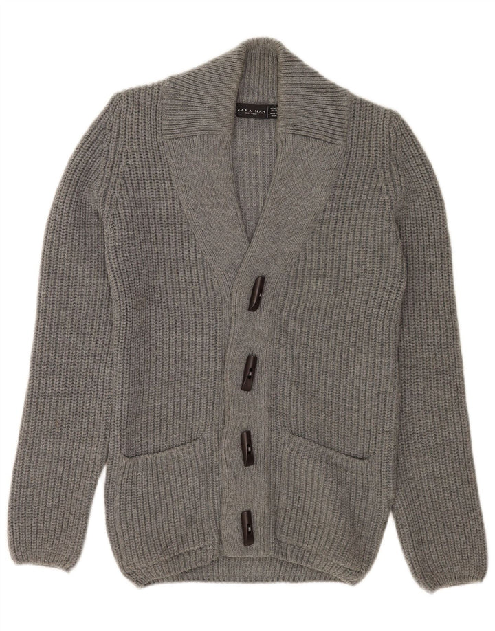 Zara Herren-Cardigan-Pullover Mittelgrau