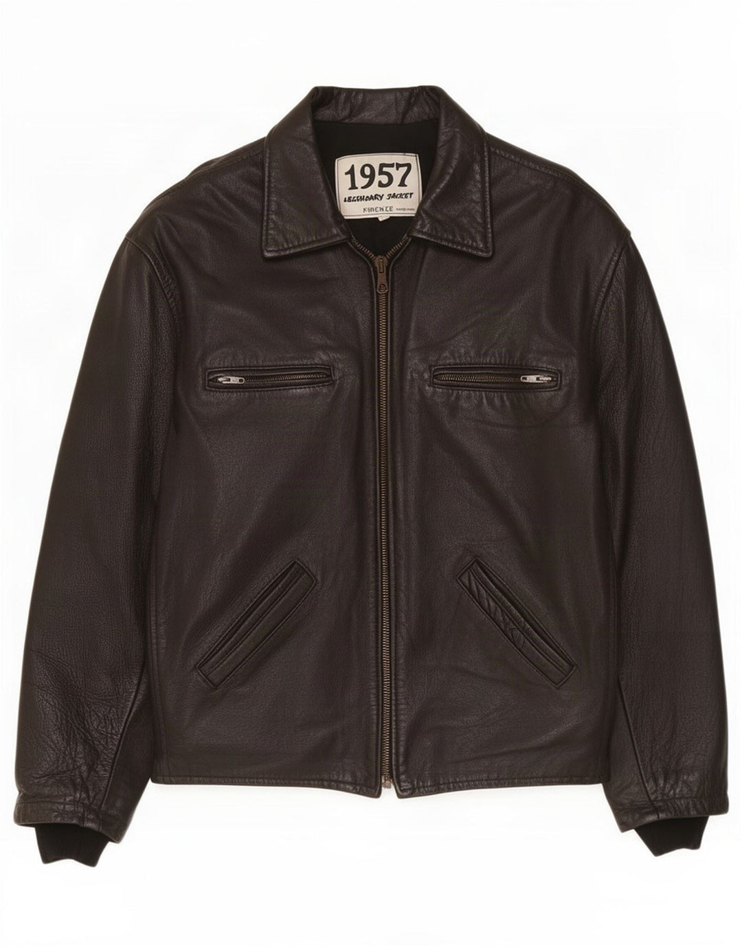 Legendäre Jacke 1957 Herren Lederjacke UK 40 Large Schwarz