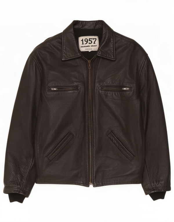 Legendäre Jacke 1957 Herren Lederjacke UK 40 Large Schwarz