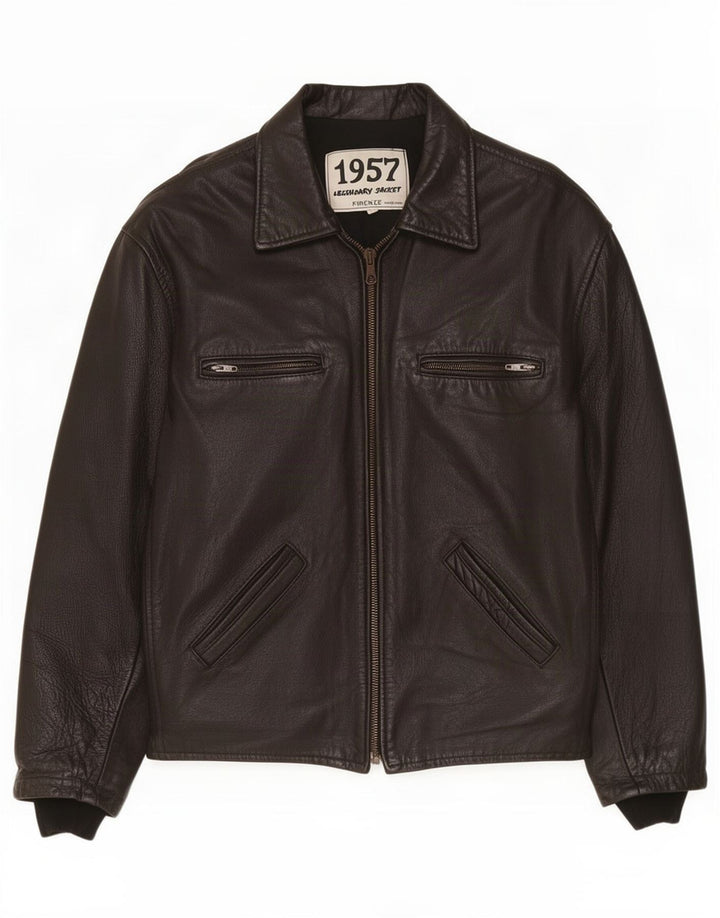 Legendäre Jacke 1957 Herren Lederjacke UK 40 Large Schwarz