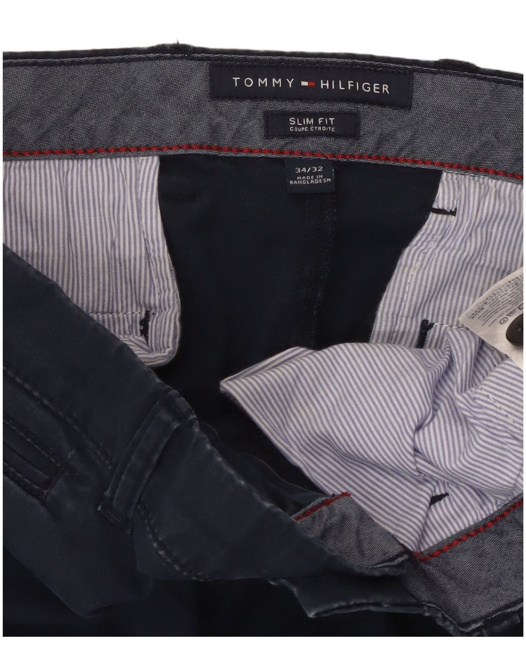 TOMMY HILFIGER Herren Slim Fit Chinohose W34 L32 Marineblaue Baumwolle