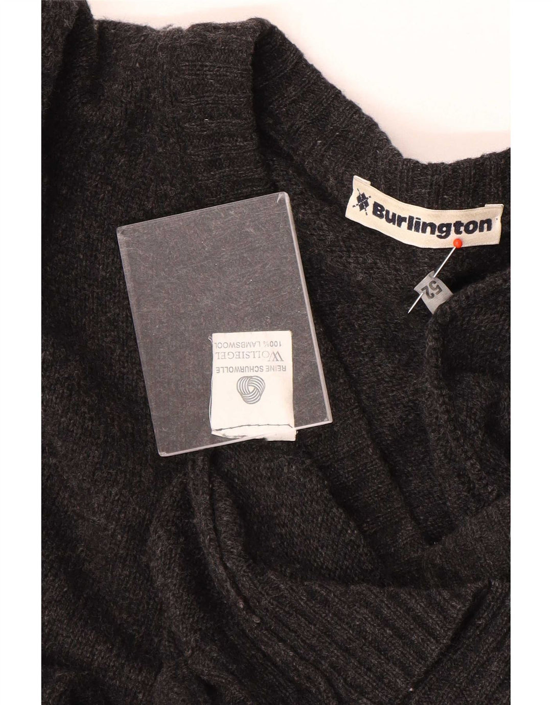 Burlington Herren-Pullover mit V-Ausschnitt, Größe 52, XL, graue Wolle