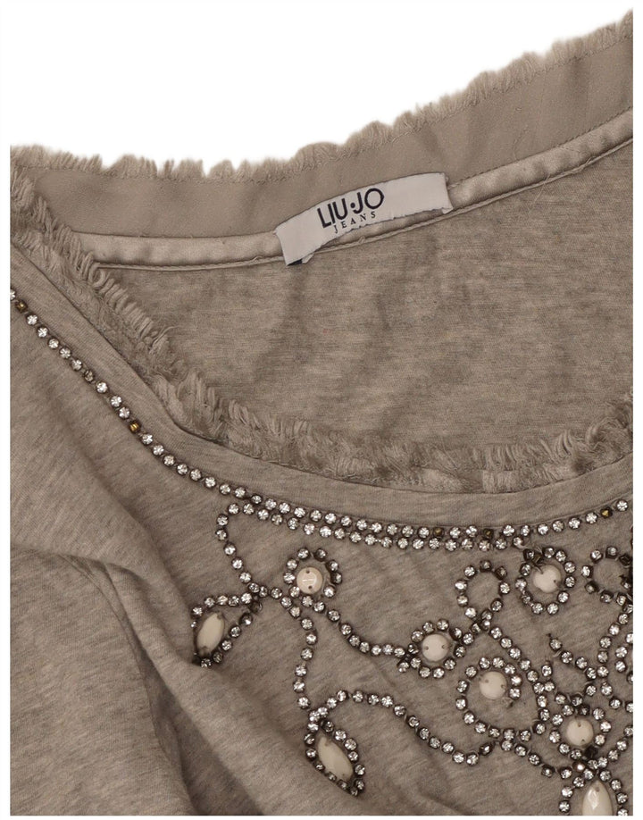LIU JO Damen Top Langarm UK 10 Small Grau