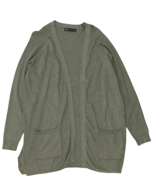 Marks & Spencer Damen Longline-Cardigan-Pullover UK 16 Large Khaki