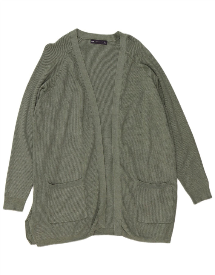 Marks & Spencer Damen Longline-Cardigan-Pullover UK 16 Large Khaki