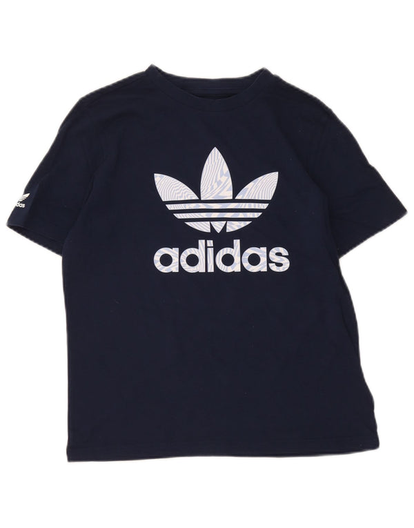 Adidas T-Shirt mit Grafik für Jungen, 11–12 Jahre, marineblaue Baumwolle