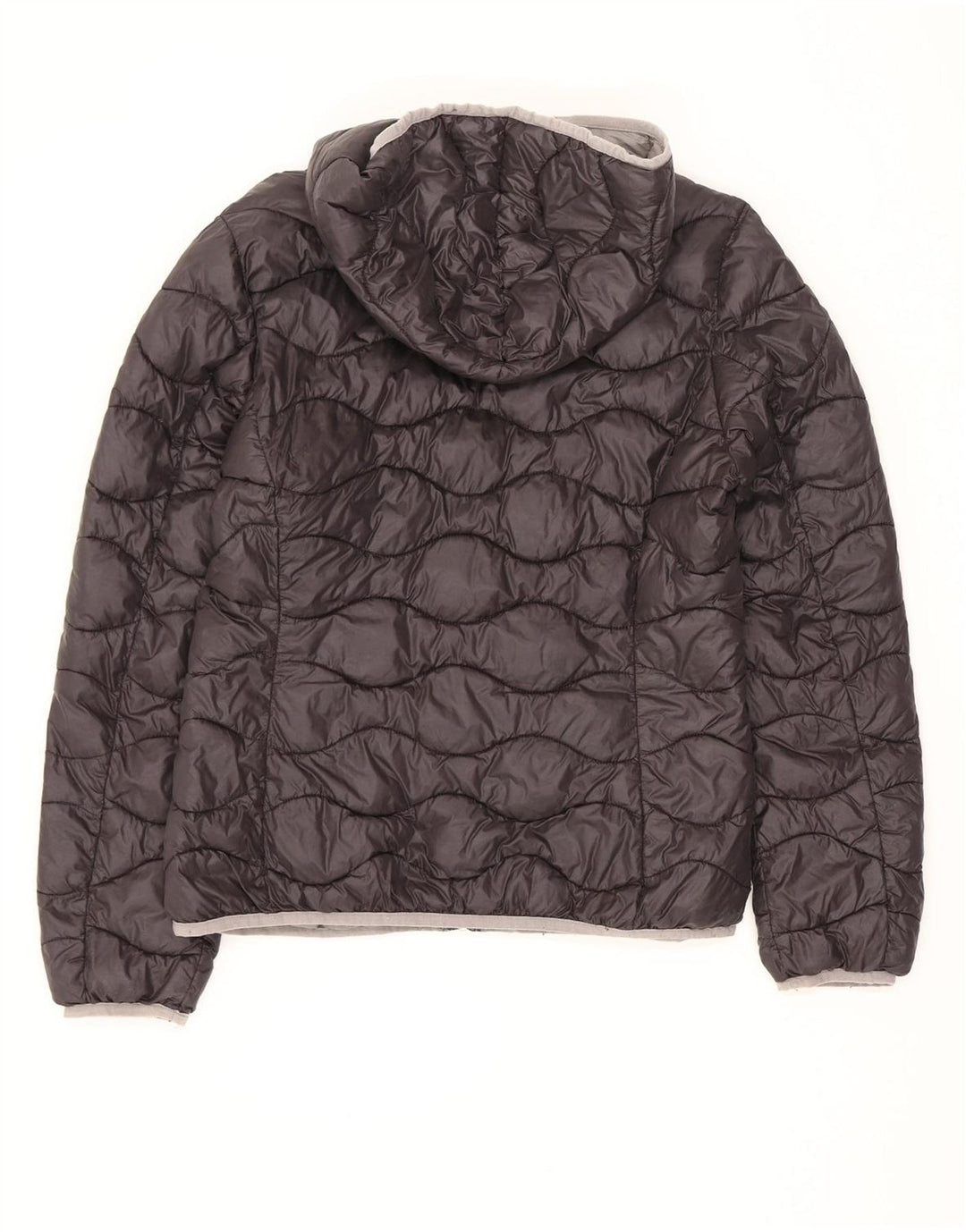 Blauer Damen Steppjacke mit Kapuze, UK 14, Größe L, Schwarz, Polyamid