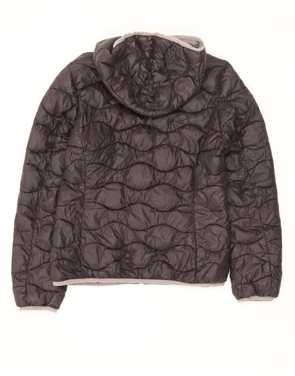 Blauer Damen Steppjacke mit Kapuze, UK 14, Größe L, Schwarz, Polyamid