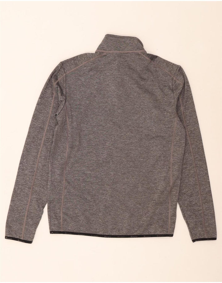 Champion Herren-Sweatshirt mit Reißverschluss am Hals, großes, grau meliertes Polyester
