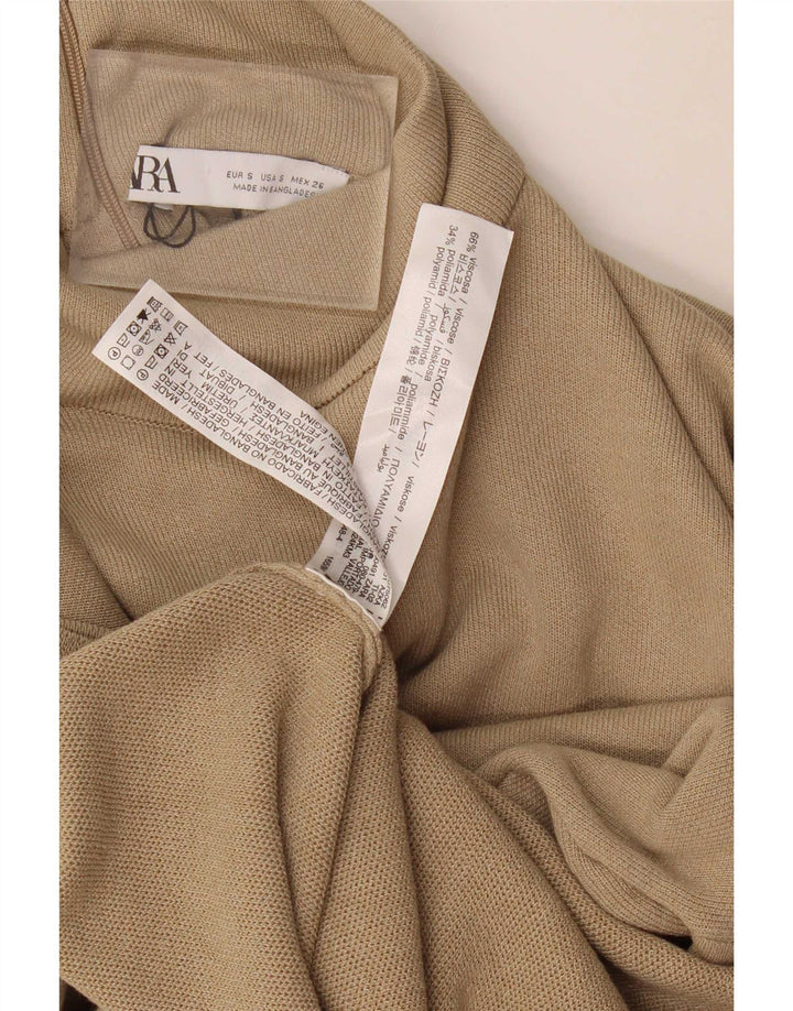 Rollkragenpullover für Damen von Zara, Gr. 10, Größe S, Beige, Viskose