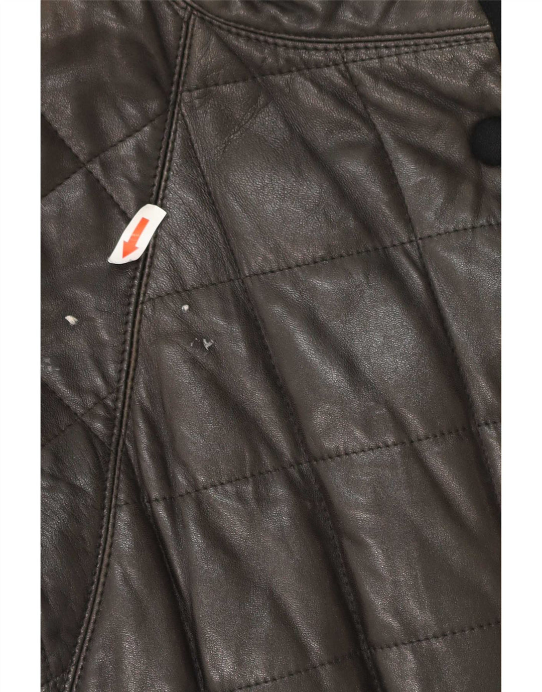 Vintage Damen gepolsterter Ledermantel UK 12 Medium Schwarz