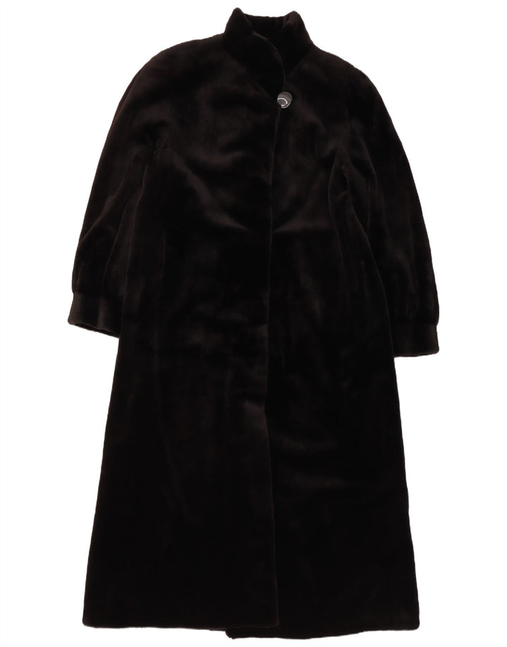 Vintage Damen Samtmantel UK 12 Medium Schwarz