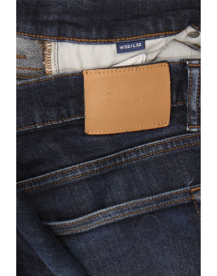 Gant Herren Slim Jeans W32 L32 Marineblaue Baumwolle